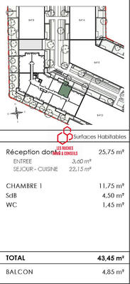 Appartement - 44 m² - 2 pièces