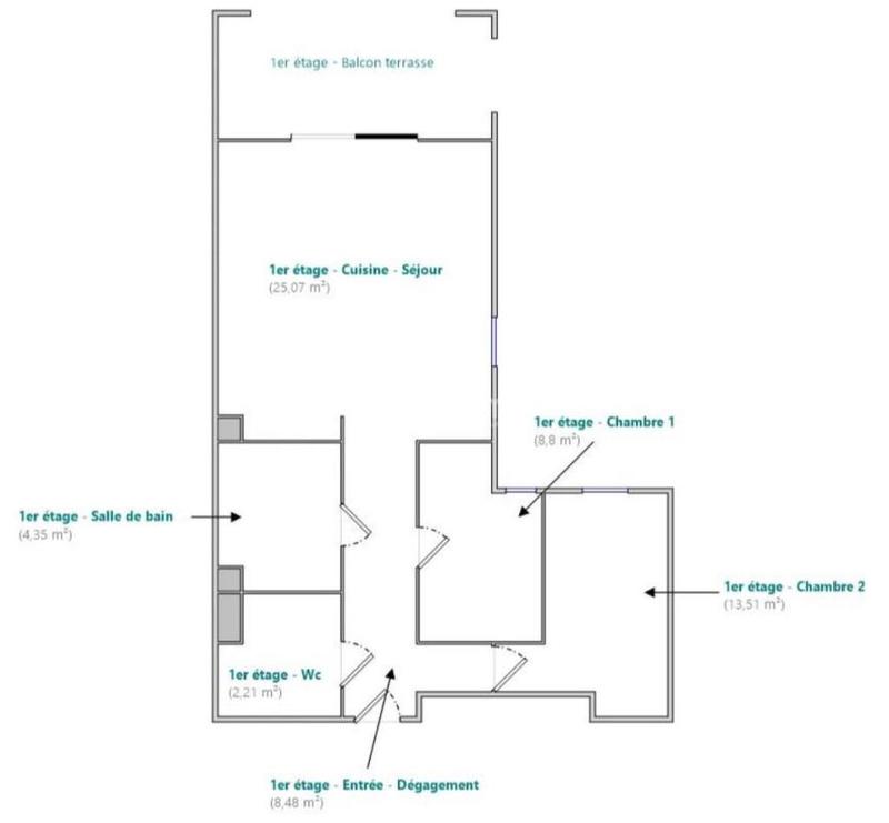 Appartement - 62 m² - 3 pièces