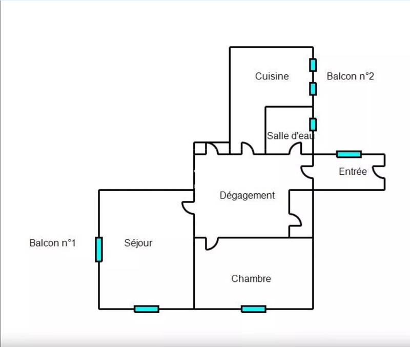 Appartement - 55 m² - 2 pièces