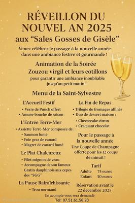 Réveillon du Nouvel an 2025 aux Sales gosses de Gisèle