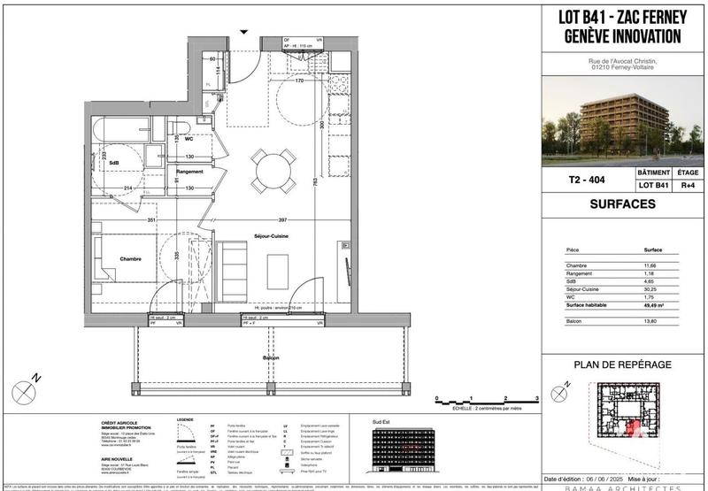 Appartement - 45 m² - 2 pièces