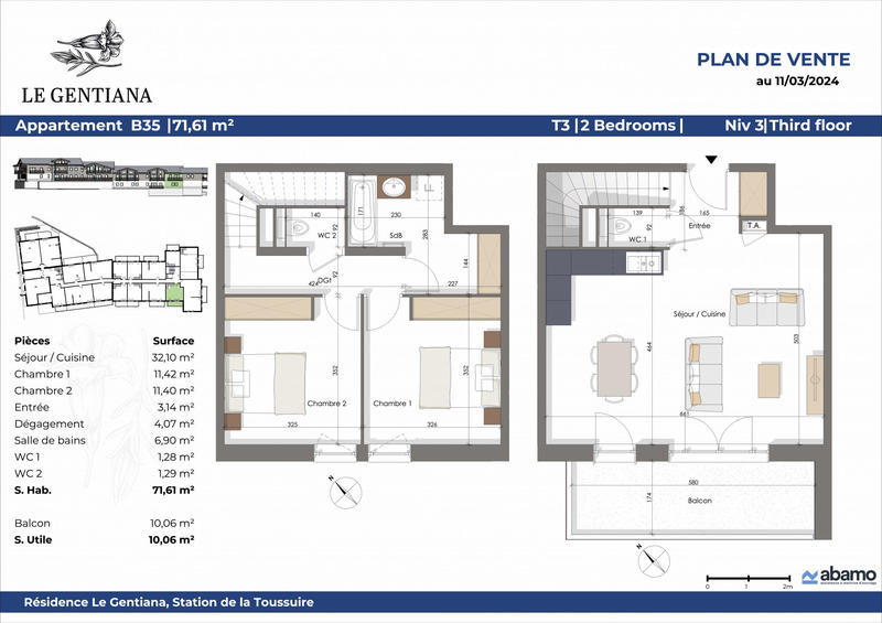 Appartement - 71 m² - 3 pièces