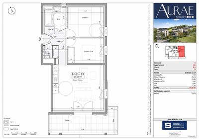 Appartement - 61 m² - 3 pièces