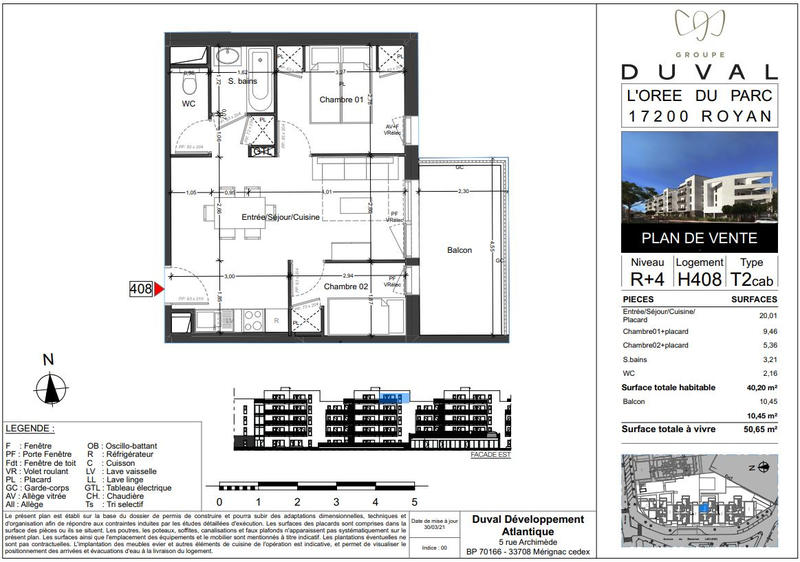 Appartement - 40 m² - 2 pièces