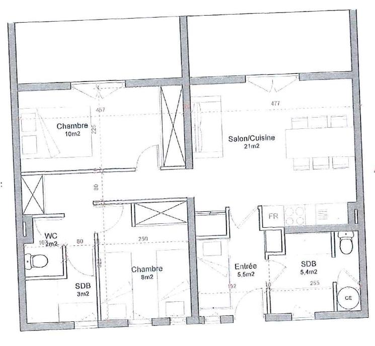 Appartement - 55 m² - 3 pièces