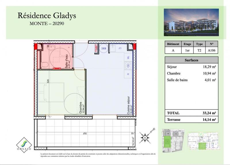 Appartement - 33 m² - 2 pièces