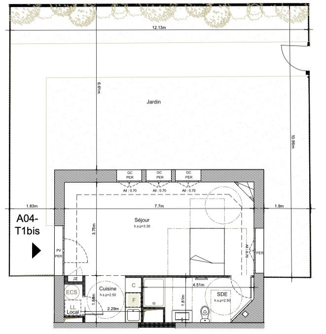 Appartement - 41 m² - 1 pièce