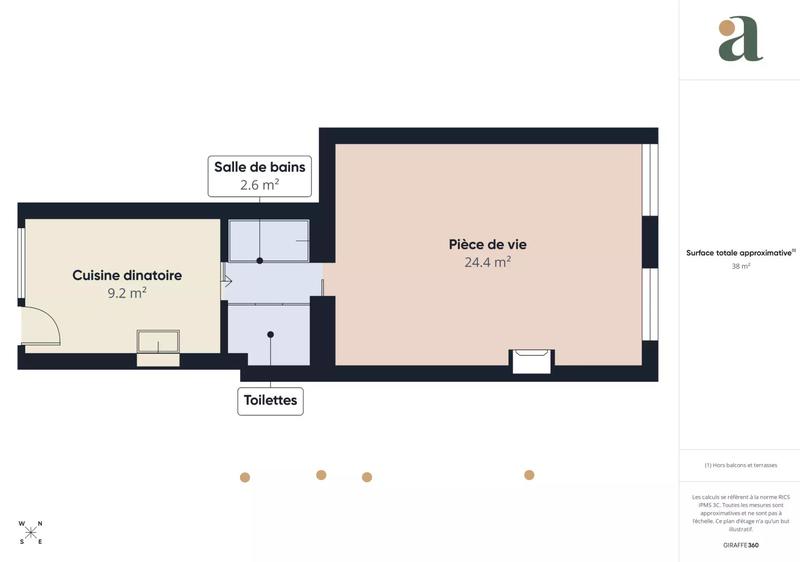 Appartement - 38 m² - 2 pièces