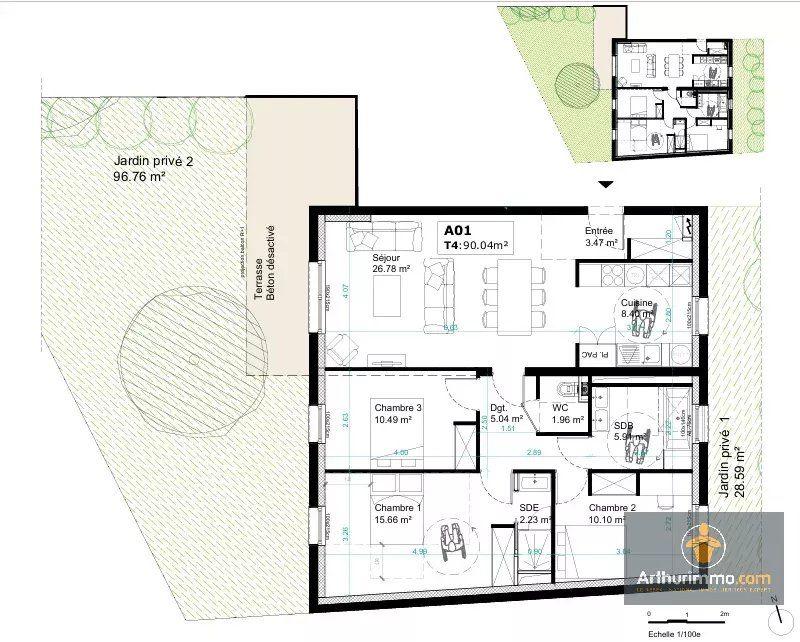 Appartement - 36 m² - 2 pièces