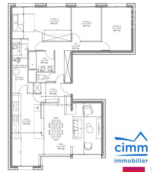 Appartement - 104 m² - 4 pièces