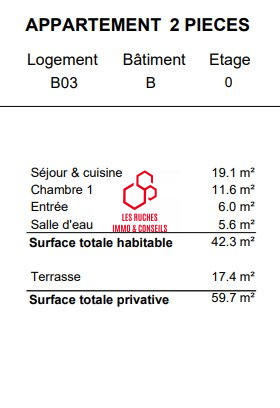 Appartement - 42 m² - 2 pièces