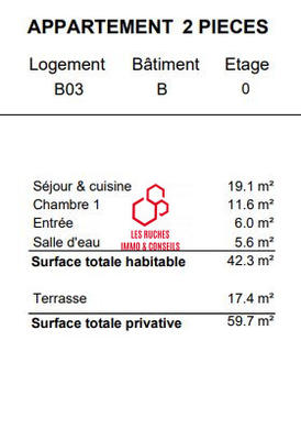 Appartement - 42 m² - 2 pièces