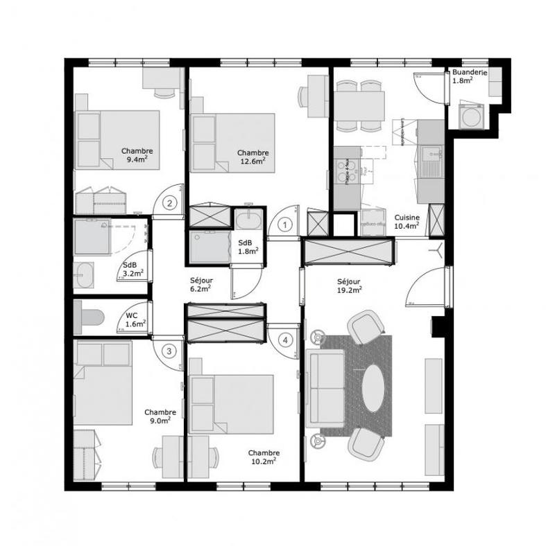 Appartement - 82 m² - 5 pièces