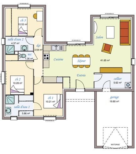 Maison - 93 m² - 5 pièces