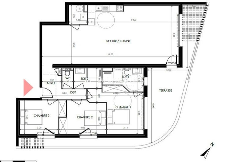 Appartement - 115 m² - 4 pièces