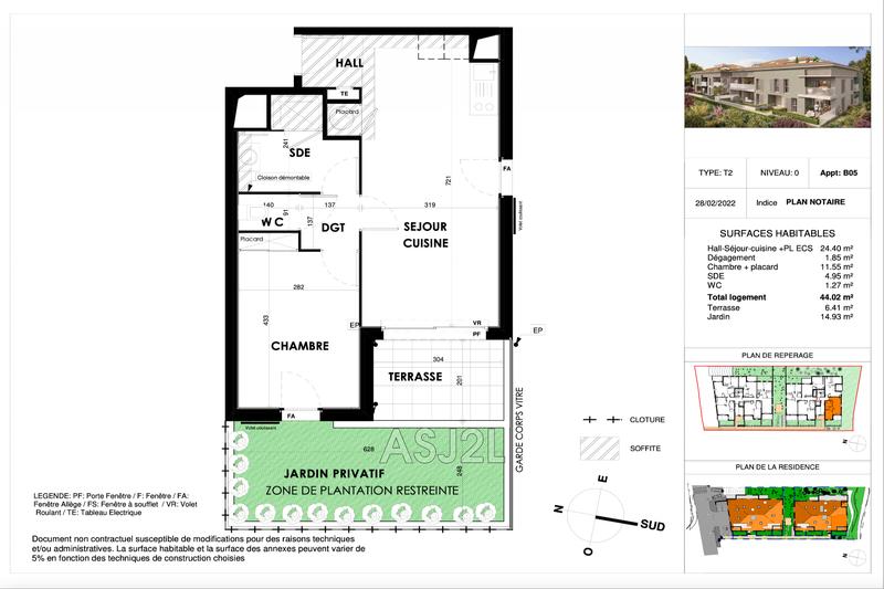 Appartement - 44 m² - 2 pièces