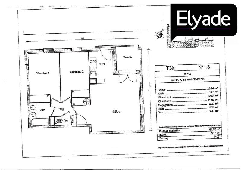 Appartement - 52 m² - 3 pièces