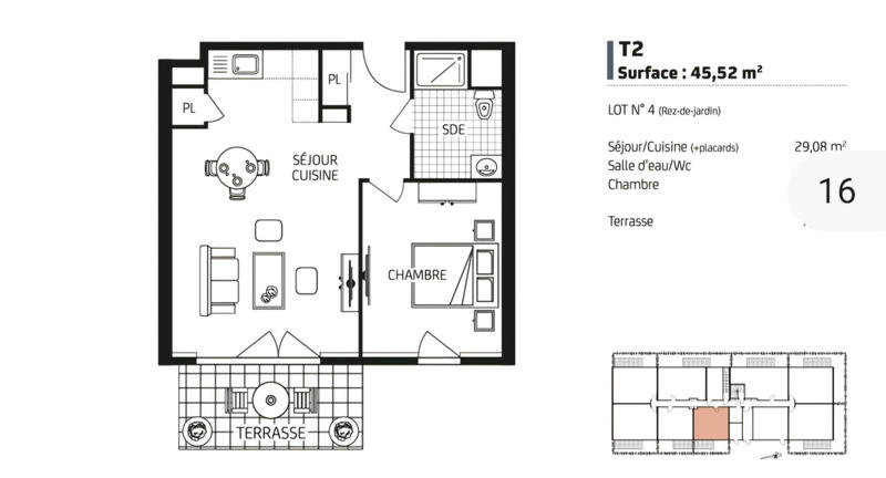 Appartement - 62 m² - 3 pièces