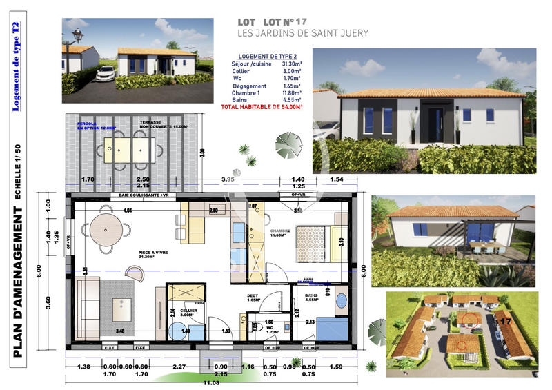 Maison - 54 m² - 2 pièces