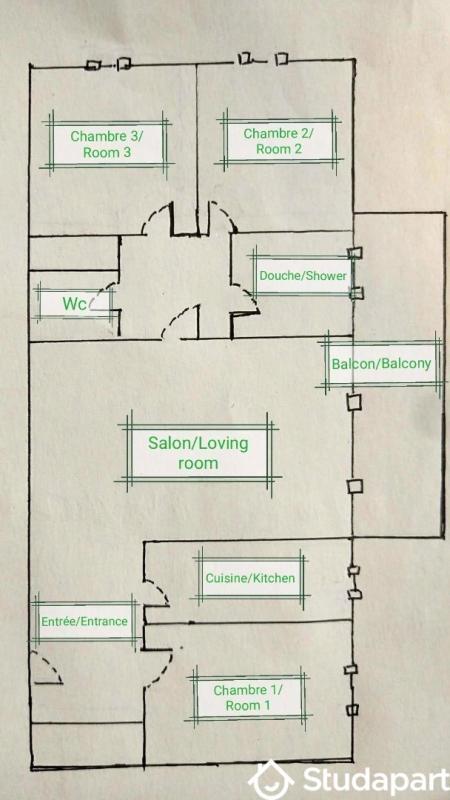 Chambre - 10 m² - 1 pièce