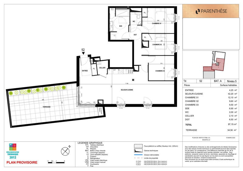 Appartement - 97 m² - 4 pièces