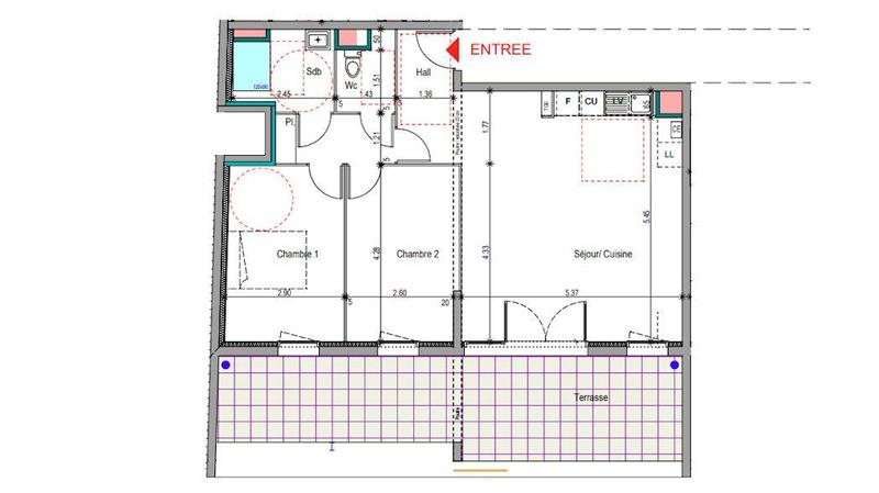 Appartement - 70 m² - 3 pièces