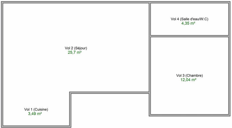Appartement - 46 m² - 2 pièces