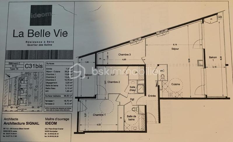 Appartement - 98 m² - 4 pièces