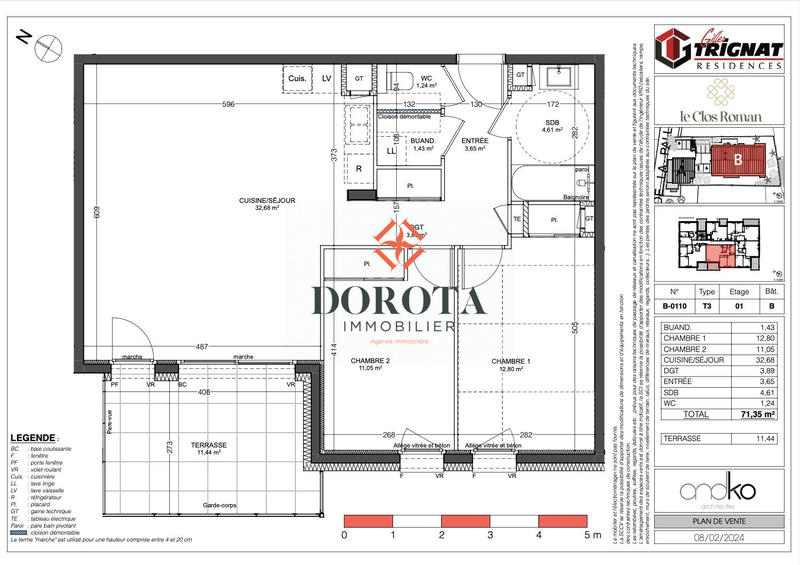 Appartement - 71 m² - 3 pièces