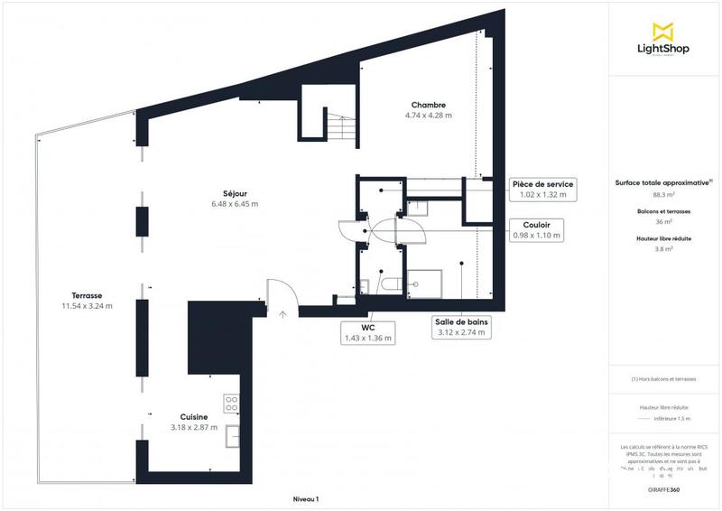 Appartement - 90 m² - 3 pièces