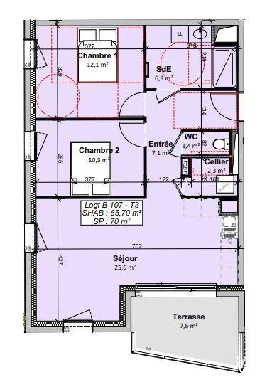 Appartement - 66 m² - 3 pièces
