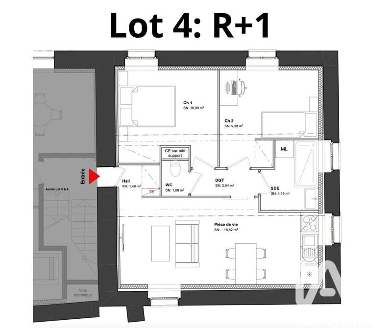 Appartement - 51 m² - 3 pièces