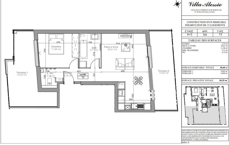 Appartement - 50 m² - 2 pièces