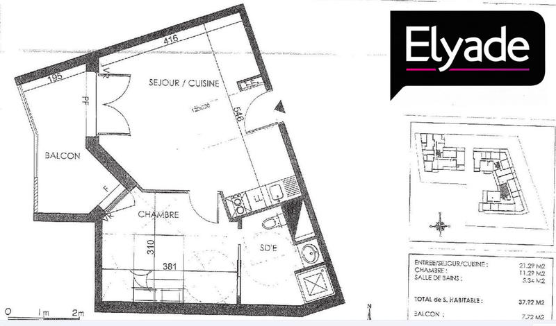 Appartement - 38 m² - 2 pièces