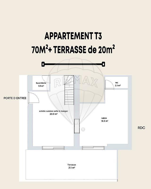 Appartement - 70 m² - 3 pièces