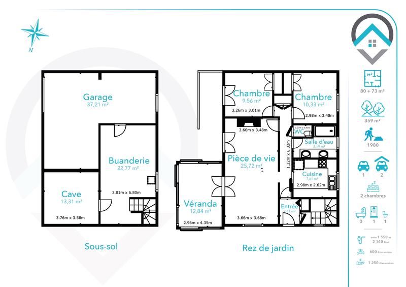 Maison - 80 m² - 4 pièces