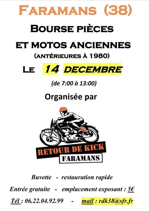 Bourse pièces et motos anciennes du club retour de kick