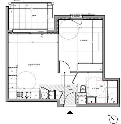 Appartement - 40 m² - 2 pièces