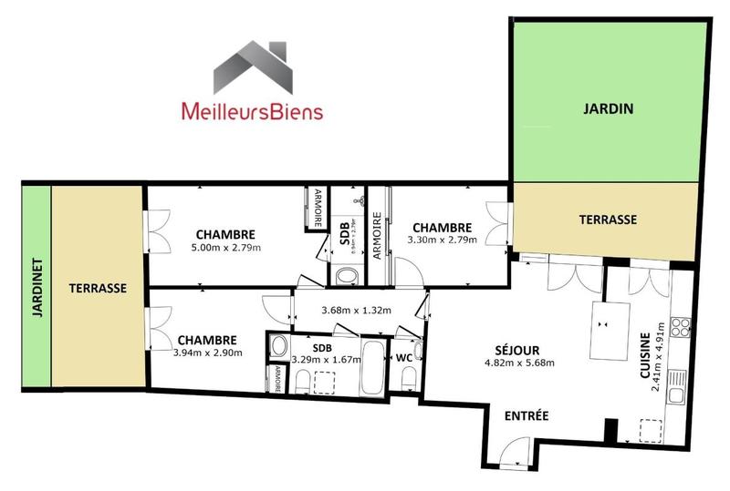 Appartement - 82 m² - 4 pièces