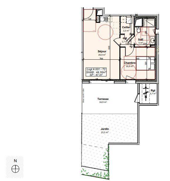 Appartement - 44 m² - 2 pièces