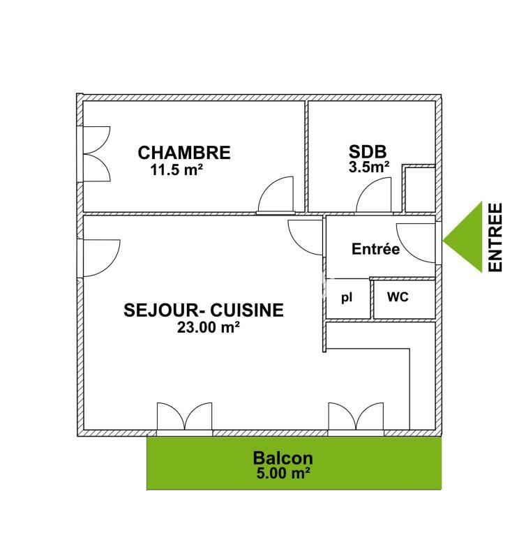 Appartement - 42 m² - 2 pièces