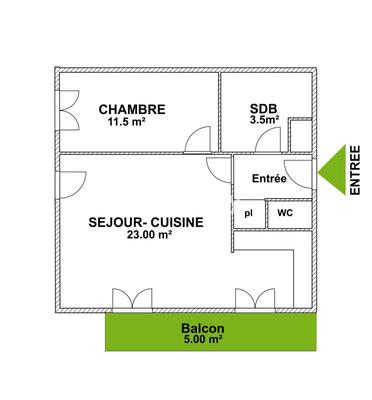 Appartement - 42 m² - 2 pièces