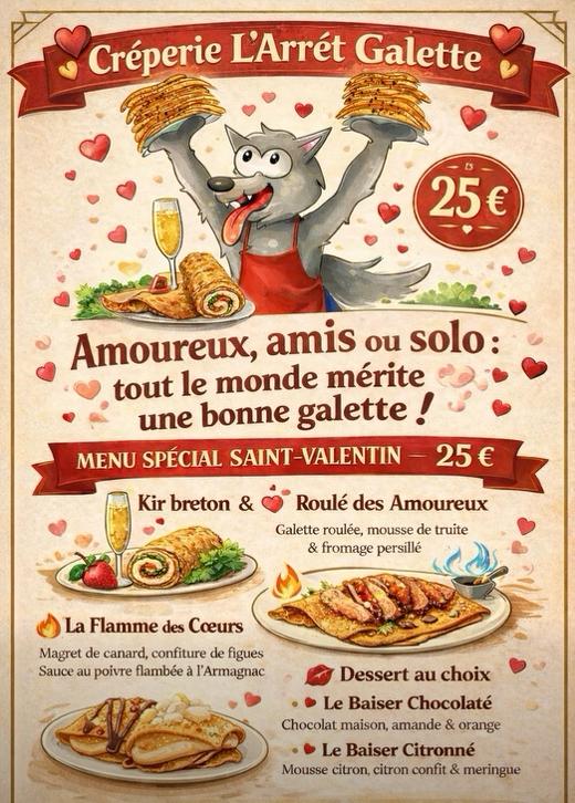 Menu de la Saint Valentin