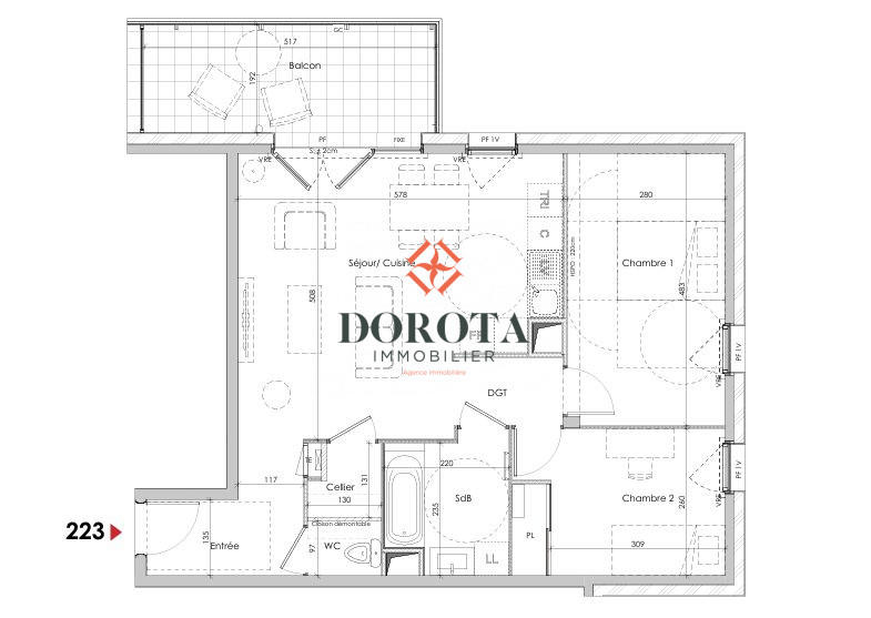 Appartement - 64 m² - 3 pièces