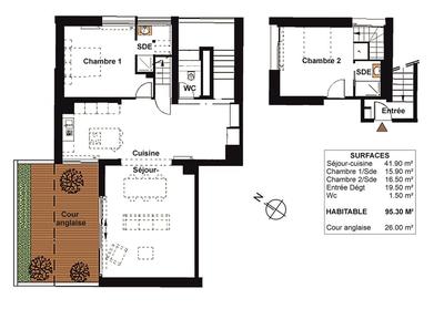 Appartement - 95 m² - 3 pièces