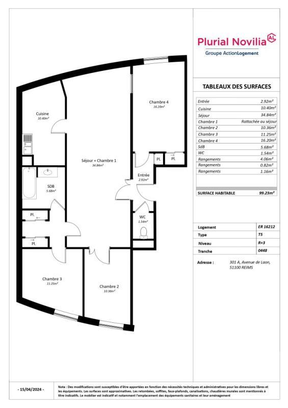 Appartement - 99 m² - 5 pièces