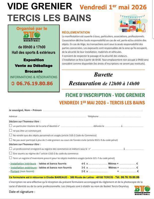 Vide grenier du club de basket bto