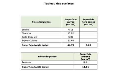 Appartement - 45 m² - 2 pièces