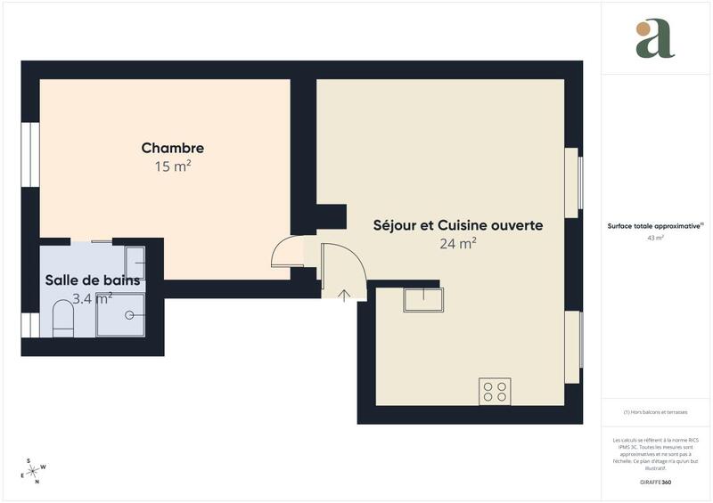 Appartement ancien - 44 m² - 2 pièces