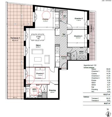 Appartement - 125 m² - 5 pièces